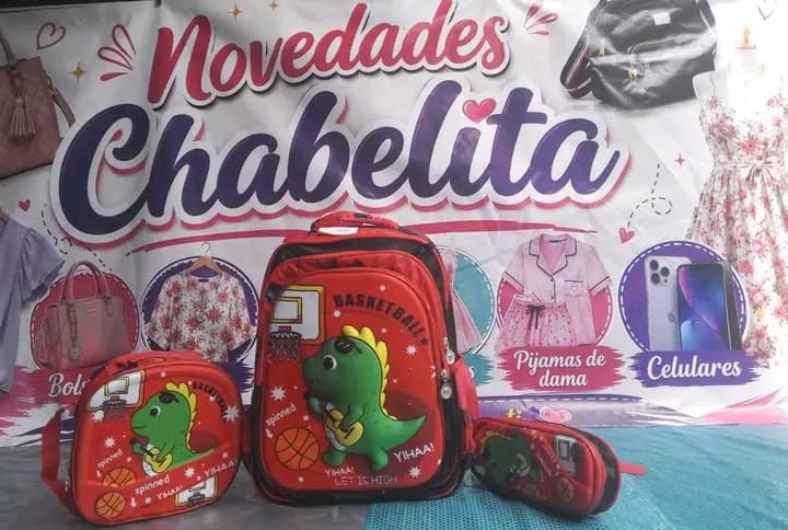 Set escolar infantil de dinosaurio con mochila, lonchera y lapicera